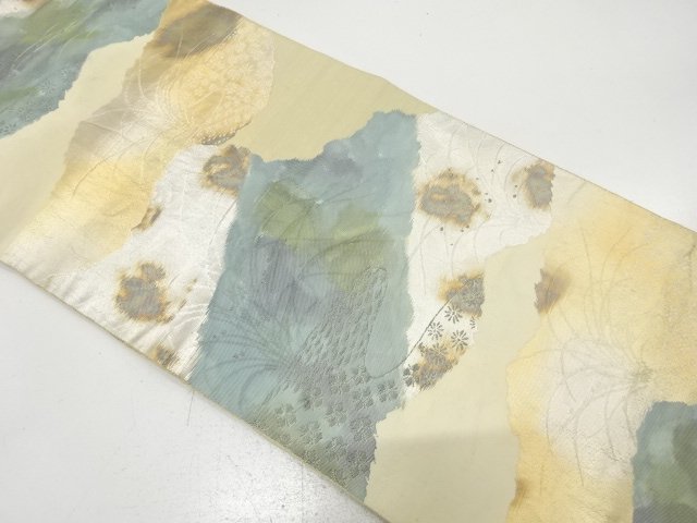JAPANESE KIMONO / ANTIQUE FUKURO OBI / SILK / WOVEN MIST / BY HATTORI ORIMONO